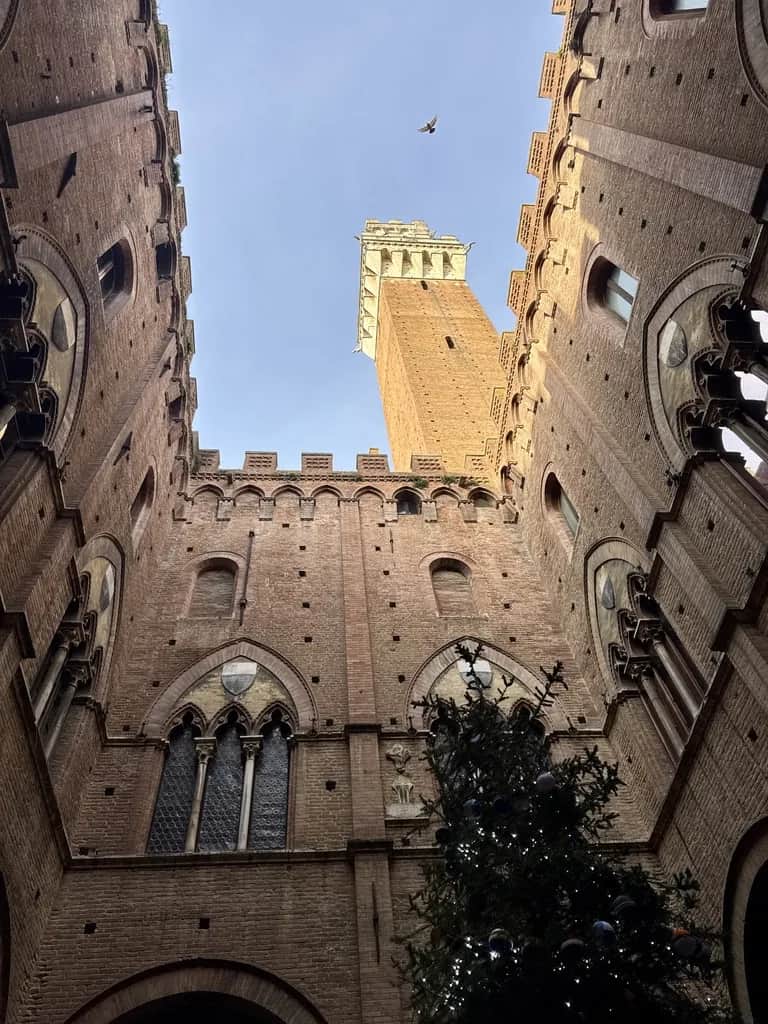 The Torre del Mangia seen from the courtyard of the Palazzo Pubblico, Siena